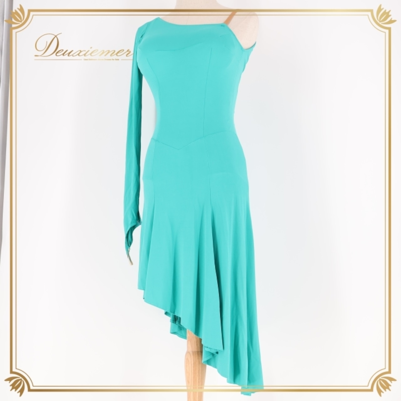 社交ダンス 衣装 ラテン ドレス ワンピース ブルー系 グリーン系 緑 青 無地 伸縮 ストレッチ デモ 競技 パーティ 発表会 レディース 大人用 フェスティバル ダンスコスチューム