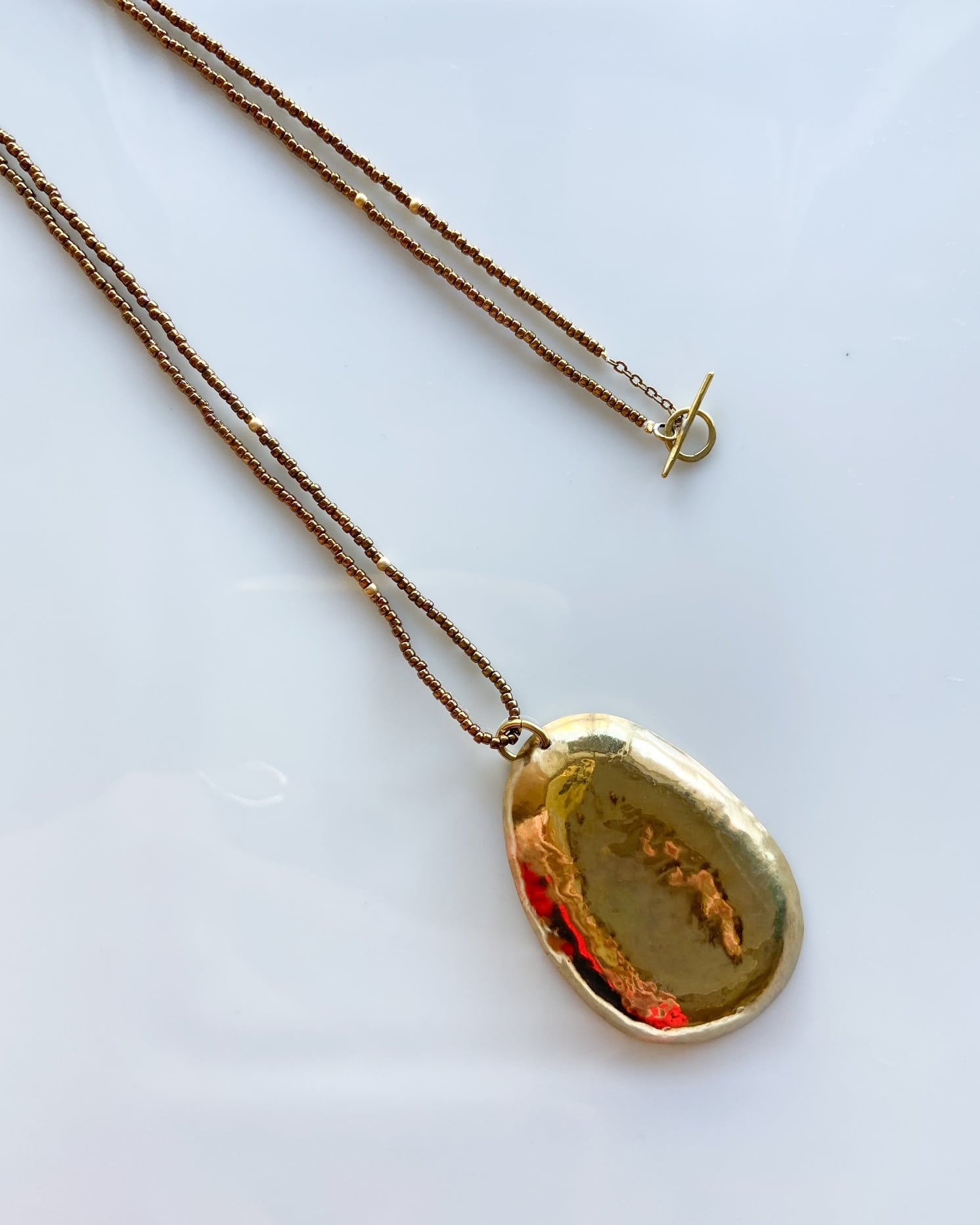 art jewelry marble　真鍮プレートネックレス