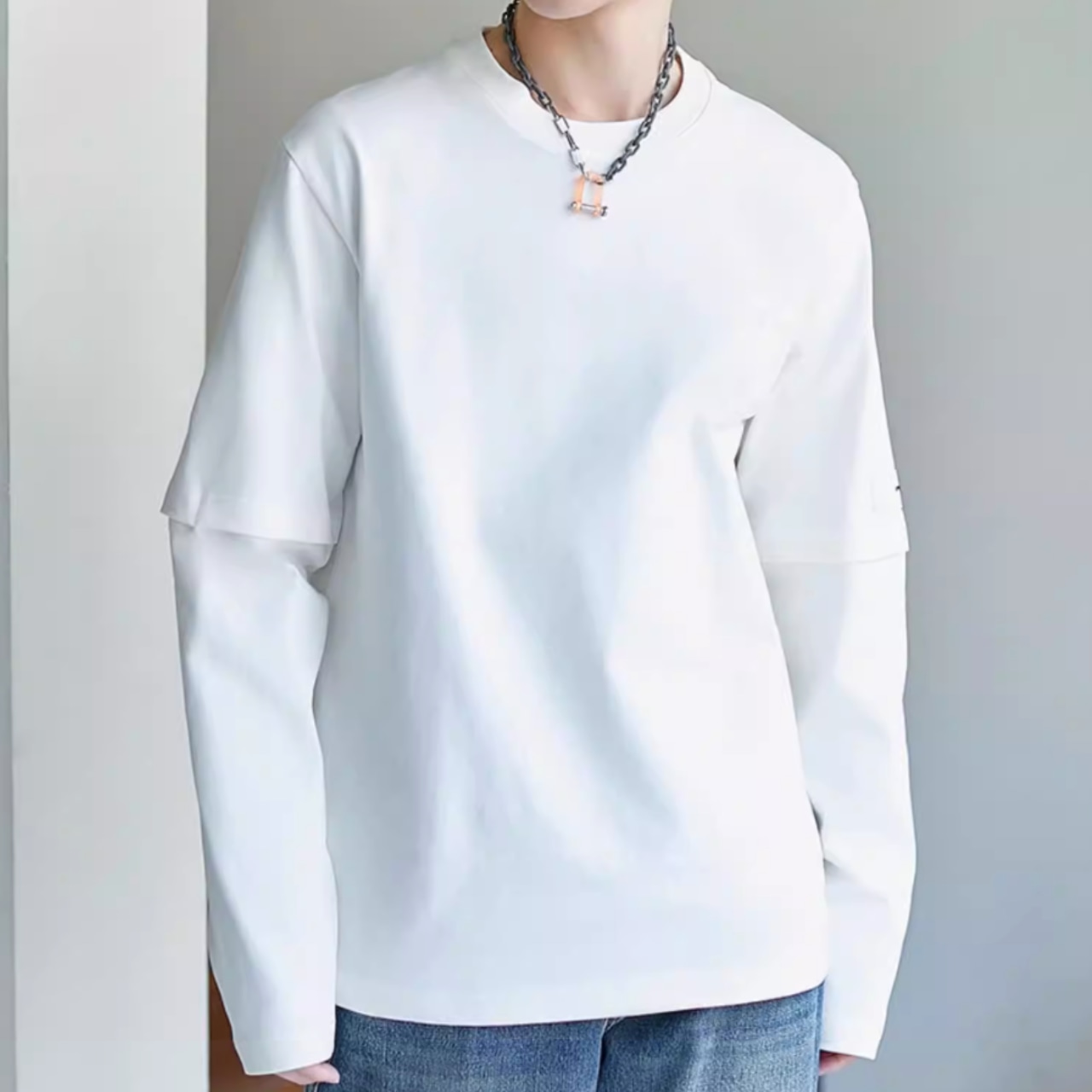 レイヤード風 クルーネックカットソー af0354