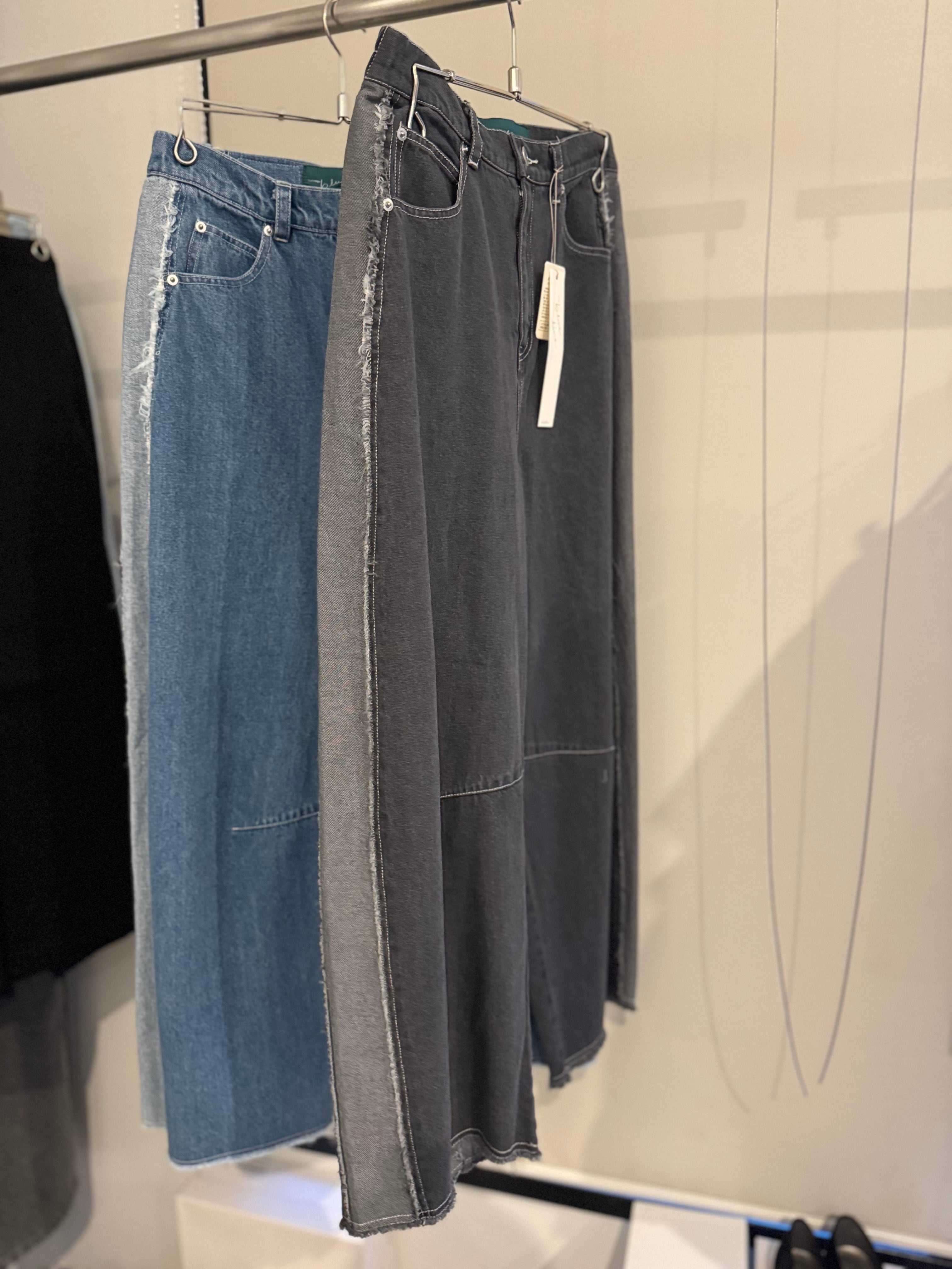 【SELECT】バレルシルエット断ち切りラインデニムパンツ 34-0137