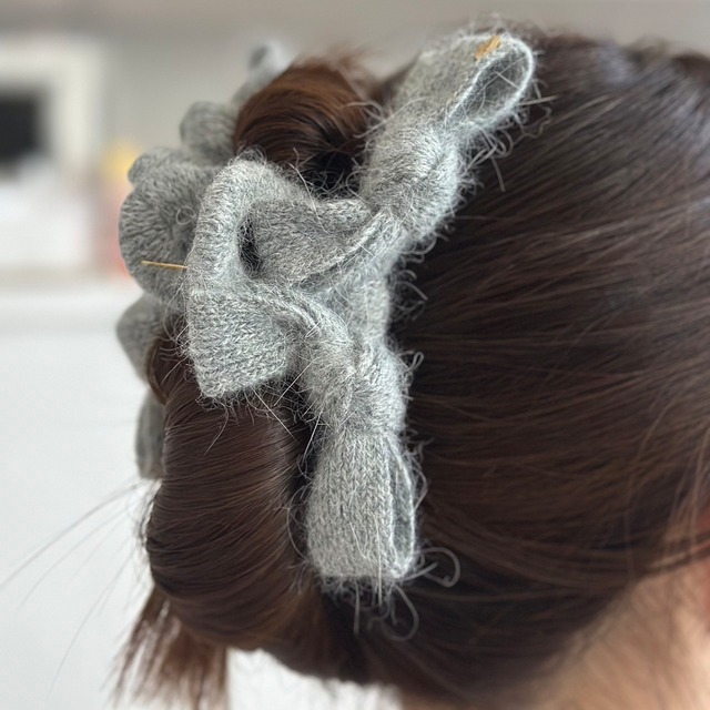 ニットリボンヘアクリップ