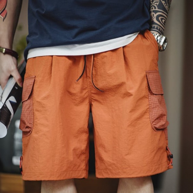 Windowpane check pattern pocket easy shorts 00380