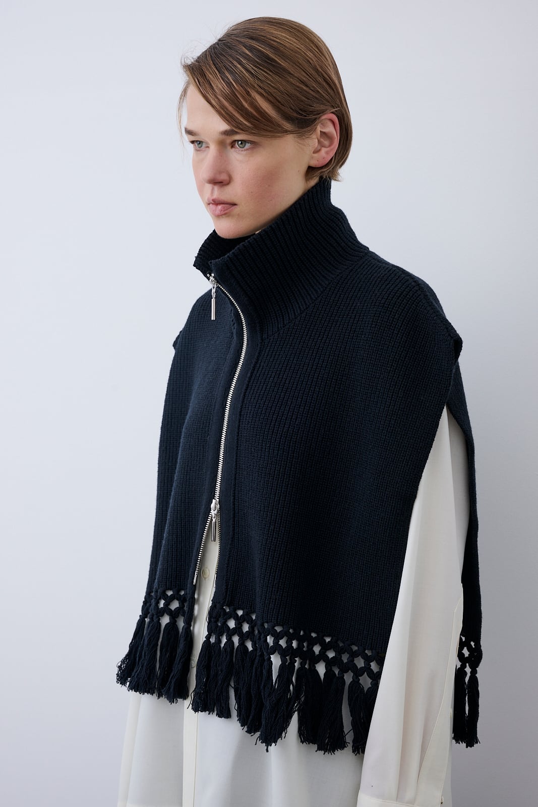 HYKE 23AW フリンジベスト HYKE 23AW フリンジ ニットベスト ホワイト HYKE FRINGE HYKE（ベスト