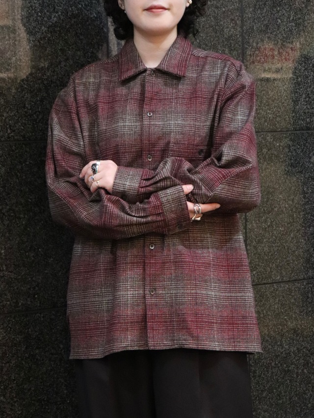 【MANUAL ALPHABET】CHECK FLANNEL PATCH SHIRTS / BURGUNDY