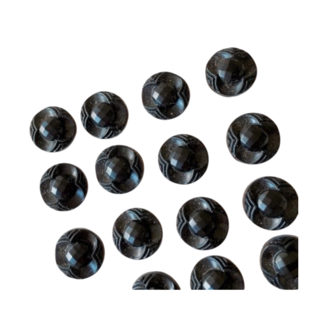 19世紀 France 漆黒の宝石 豪奢と悦楽の世紀末的黒ガラスボタンセット