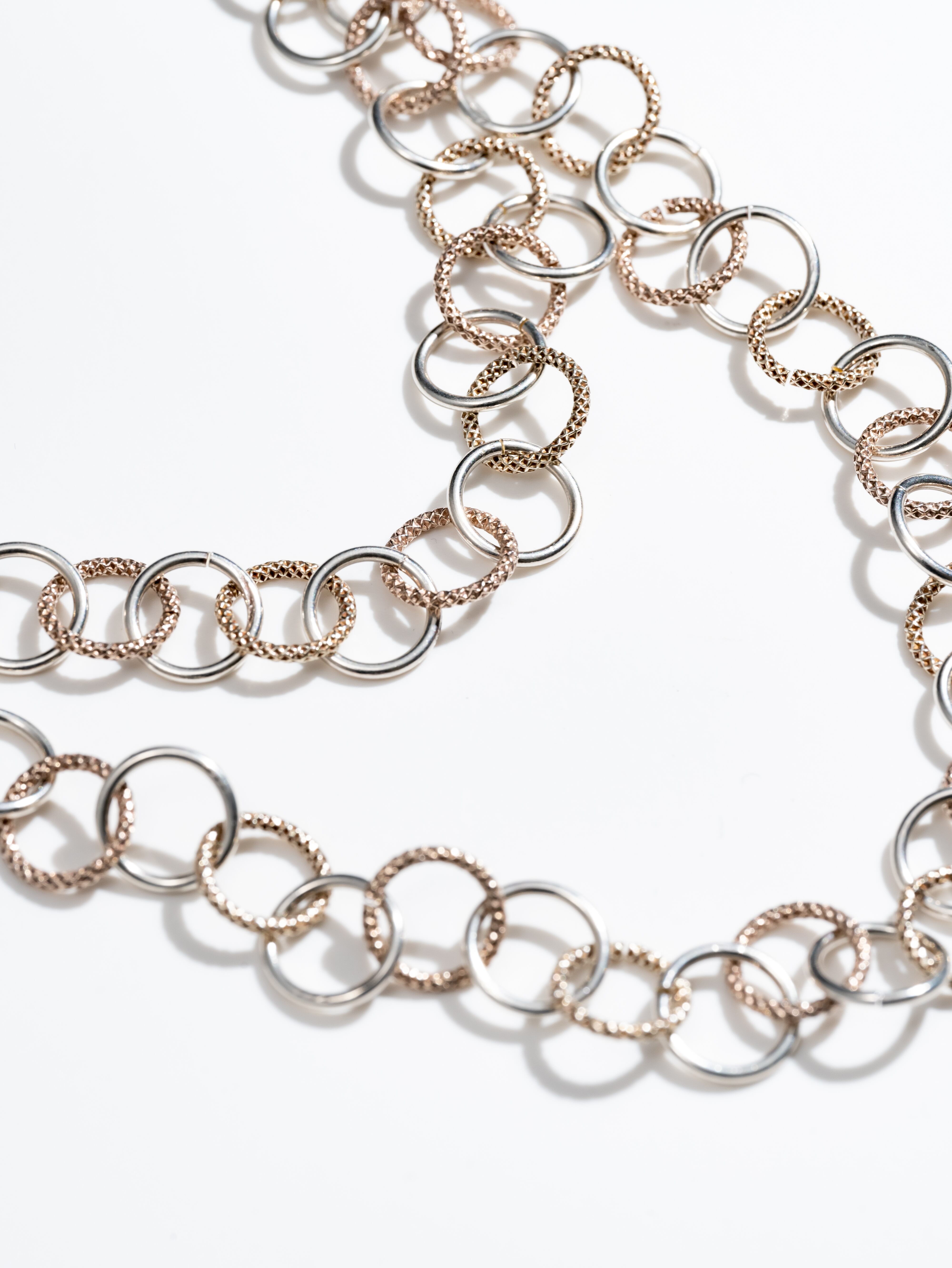 Vintage sterling silver italian double link circle chain necklace