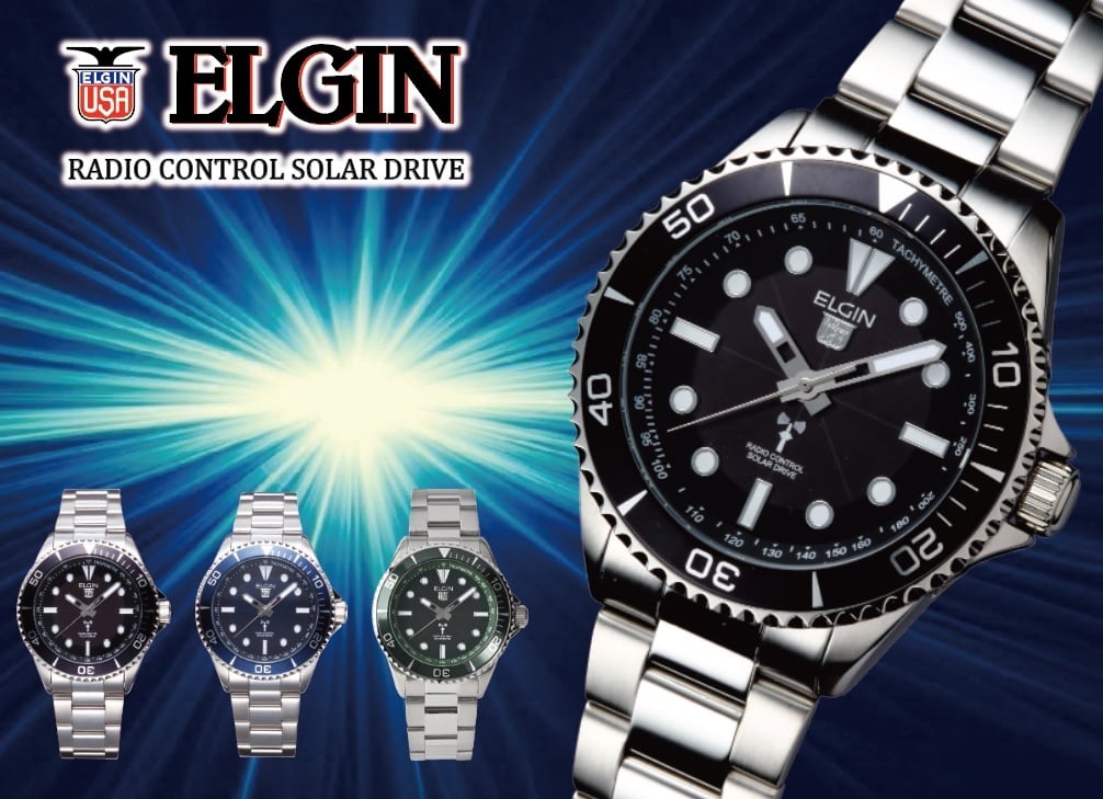 ELGIN 電波ソ－ラ－腕時計｜FK1427S-GRP ダークグリーン