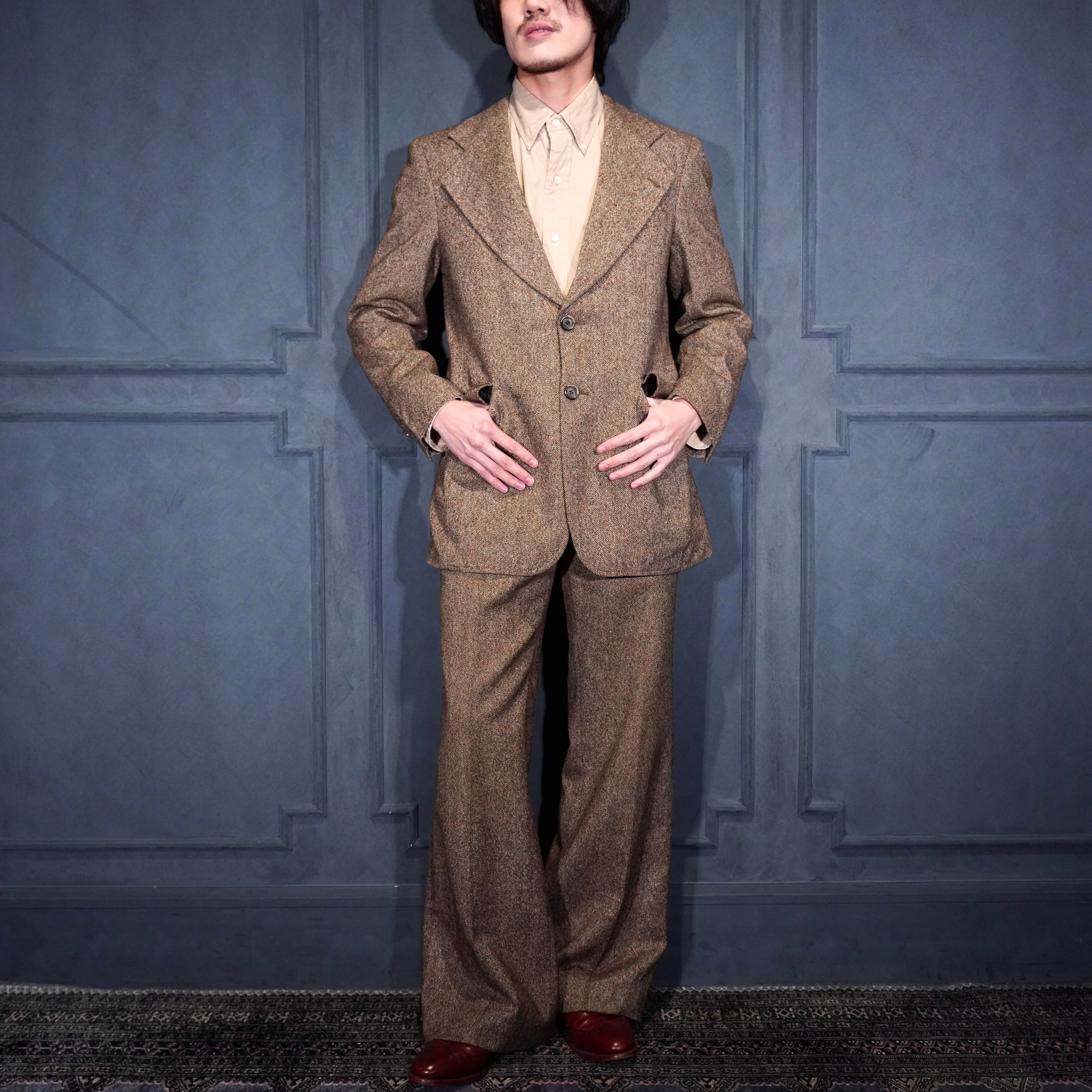THROW】NEP TWEED セットアップ NEP TWEED BOXY TAILOR ジャケット 