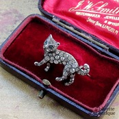 アンティークジュエリー シルバー935 猫ブローチ