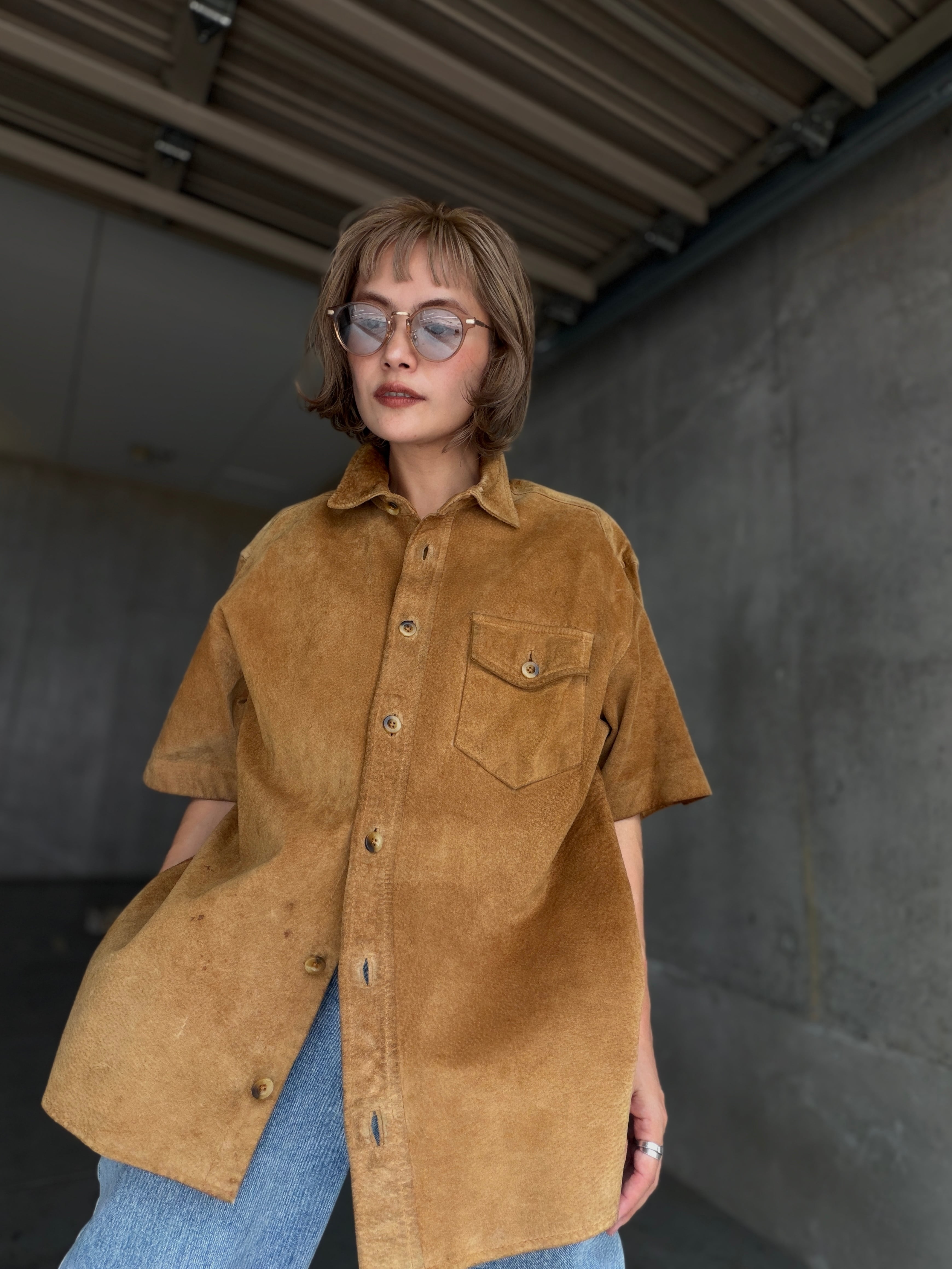 (SH1413)90’s GAP suede leather shirt