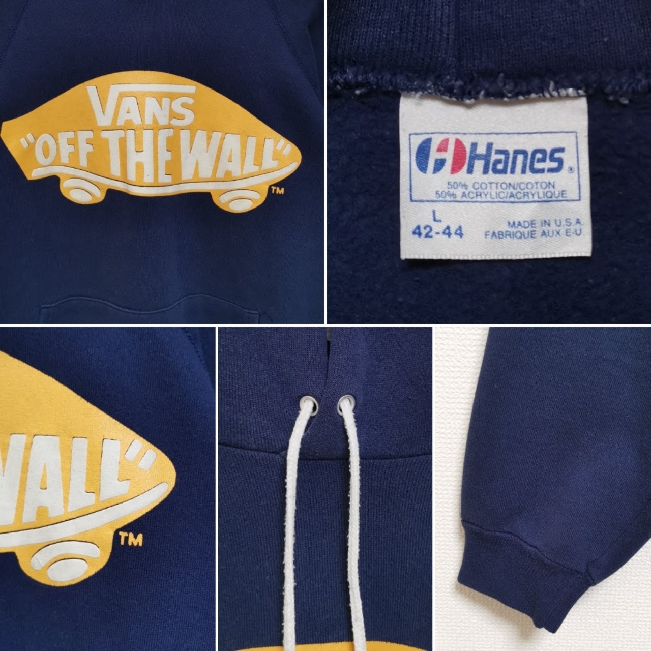 送料無料 L 80s VANS バンズ HANES スウェット パーカー TM USA製  