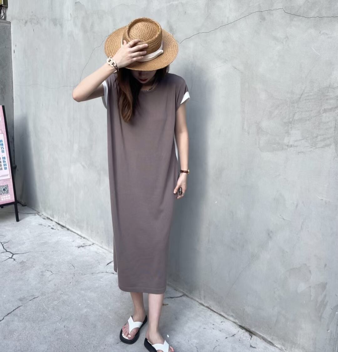 バイカラーワンピース　AJ1050-3039