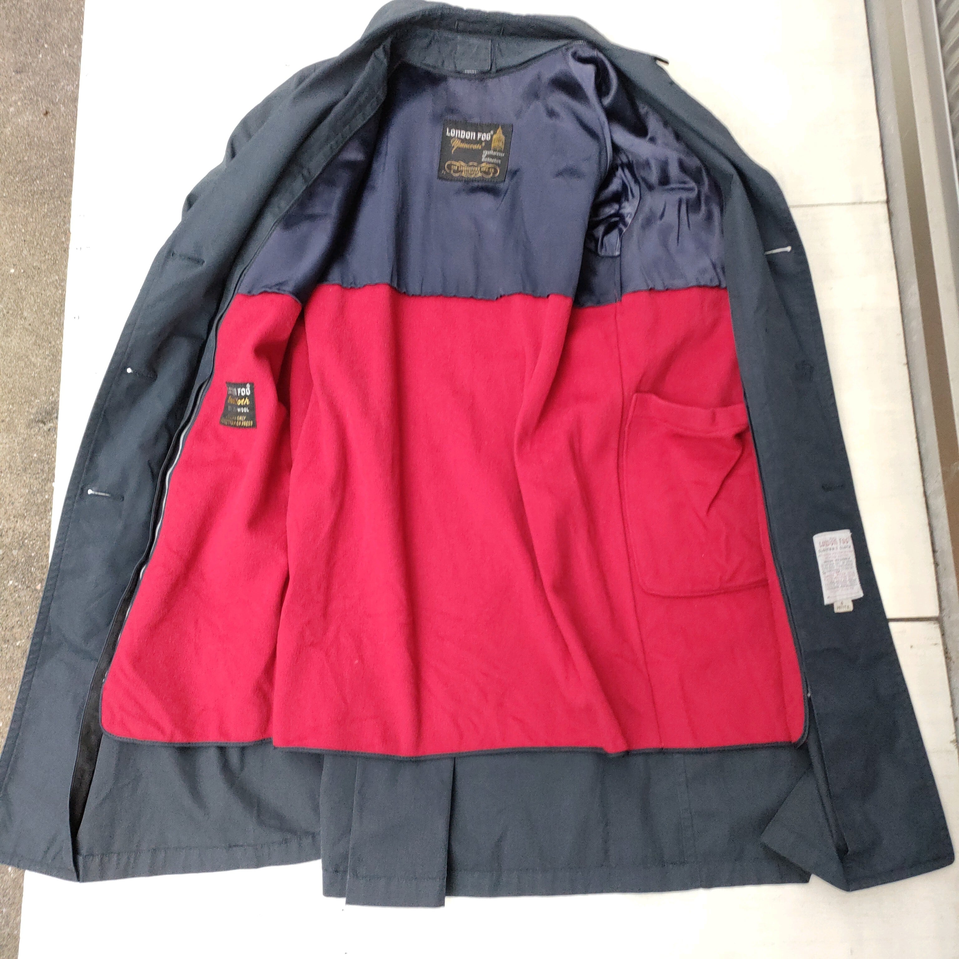 ◯【70s/ライナー付】ロンドンフォグLONDON FOG/ビンテージ/ヴィンテージ/古着/ダクロン/snow  cloth/ピーコート/Pコート/6/ネイビー/QK03KK0051/