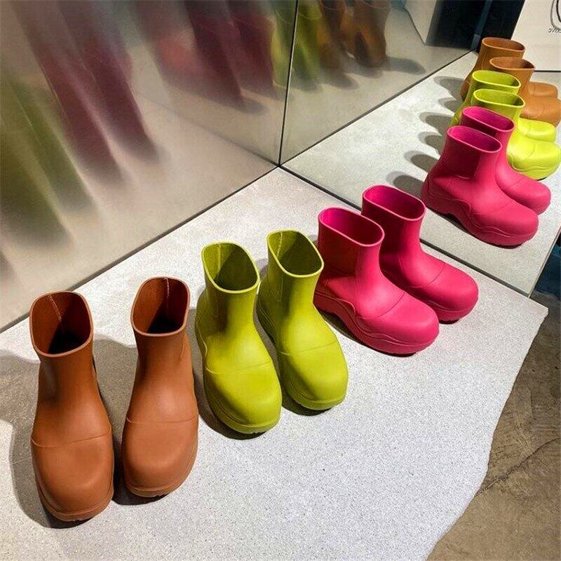 【新作】【送料無料】 スタイルレディース防水靴ラウンドトゥミッドスリーブショートブーツプラストゥシューズレディースブーツファッションレインブーツ ラウンドトー 10b338128127133