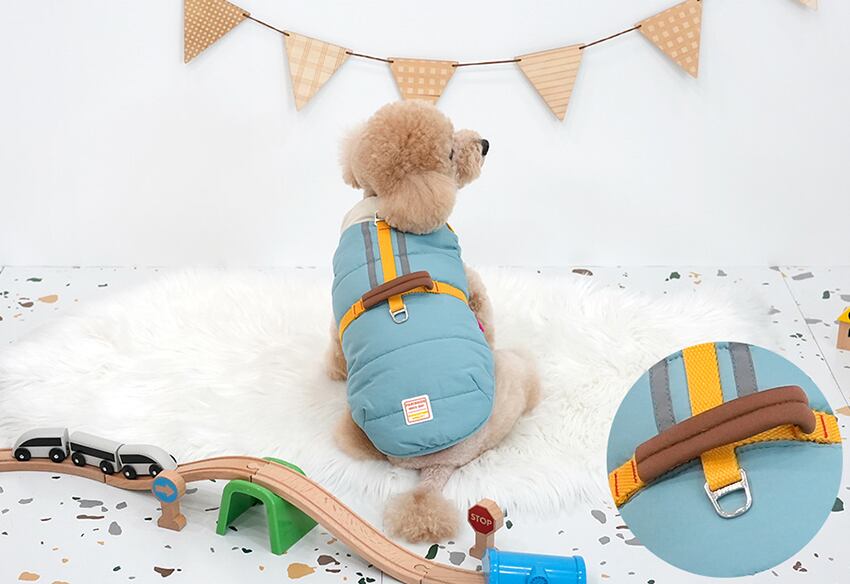 nomad harness padding S ~ 2XL 2color / 犬服 アウター 冬 ハーネス ダウン ベスト 暖かい ドッグウェア フリース 寒さ対策 お出かけ 犬の服 ハーネス一体型 防寒