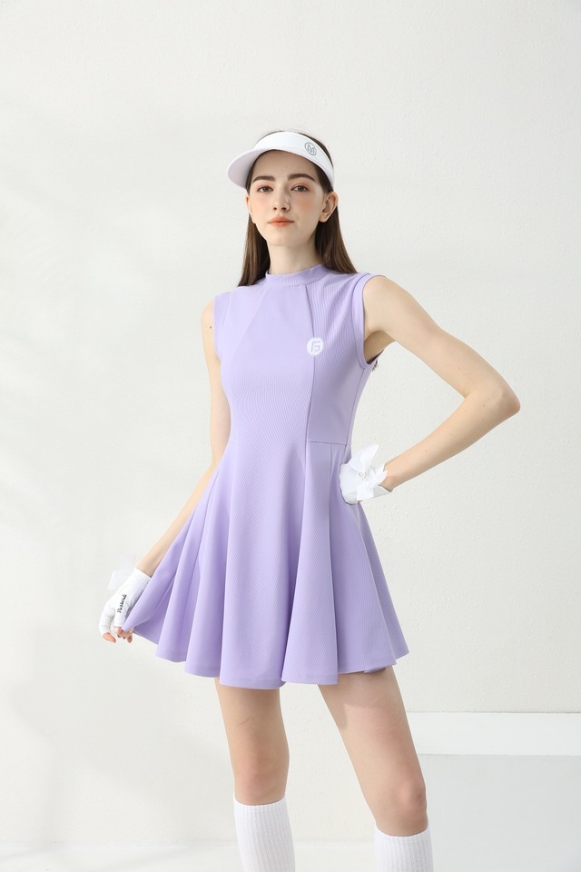 ノースリーブワンピース スリムシルエット リボン