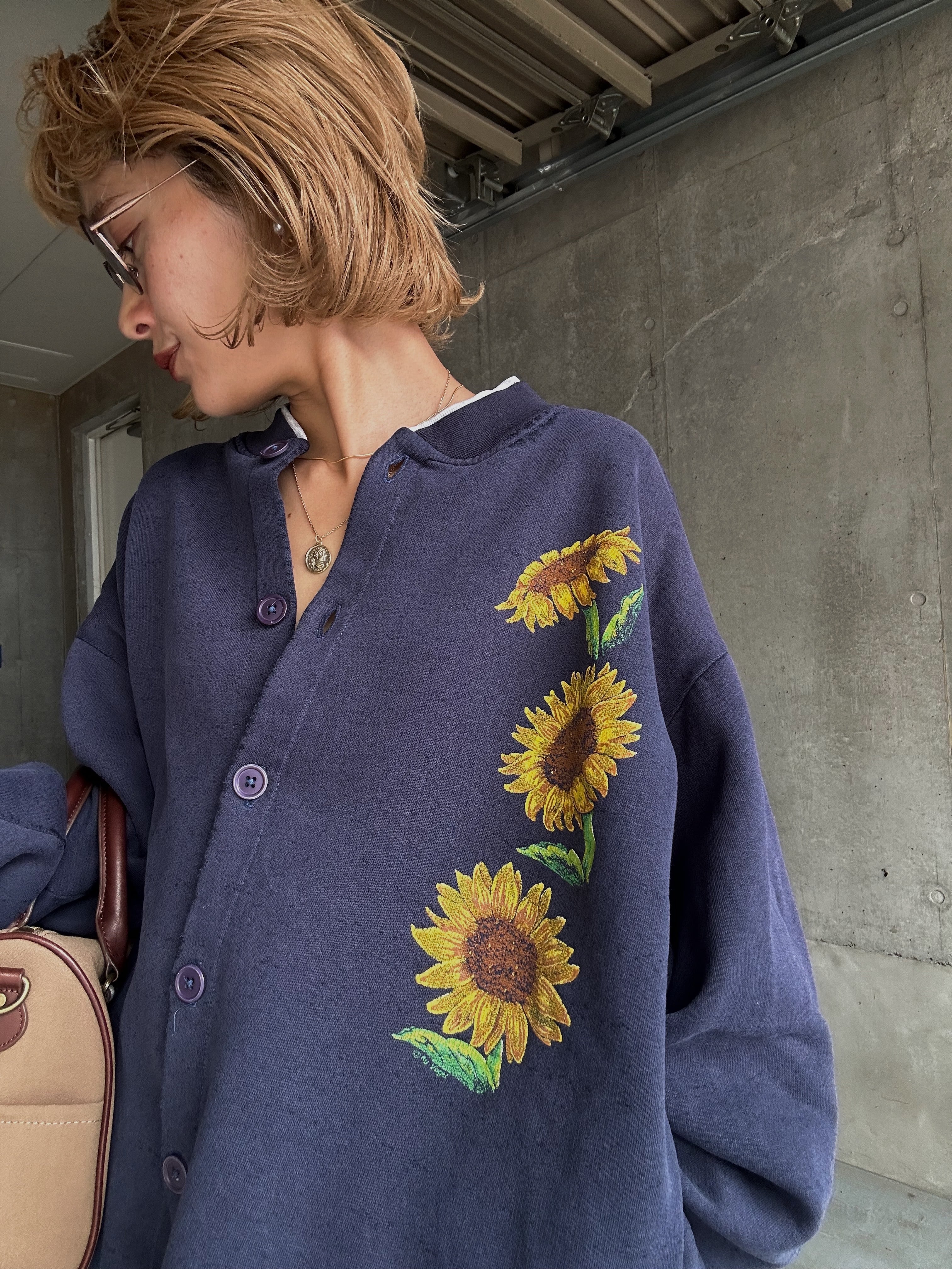 (CS)Sunflower sweat cardigan