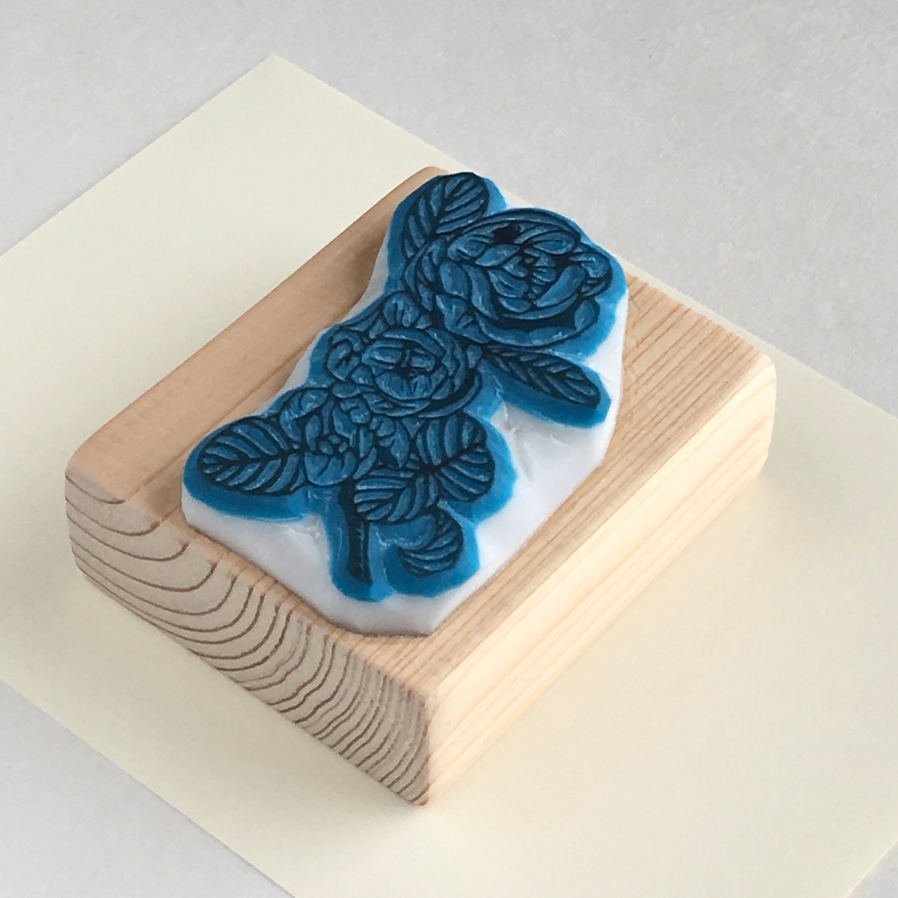 一点限り※ ボケの花のはんこ | 消しゴムはんこの紫糸