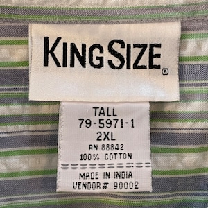 【KING SIZE】マルチストライプ 半袖シャツ マルチカラー シワ 凹凸加工 XXL ビッグサイズ US古着