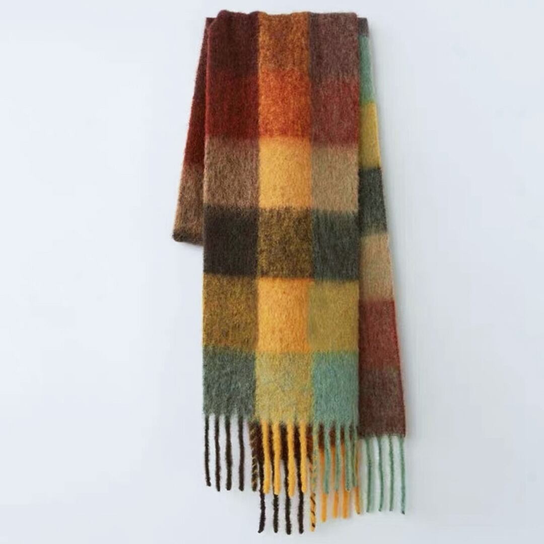 チェックボリュームショール K0438