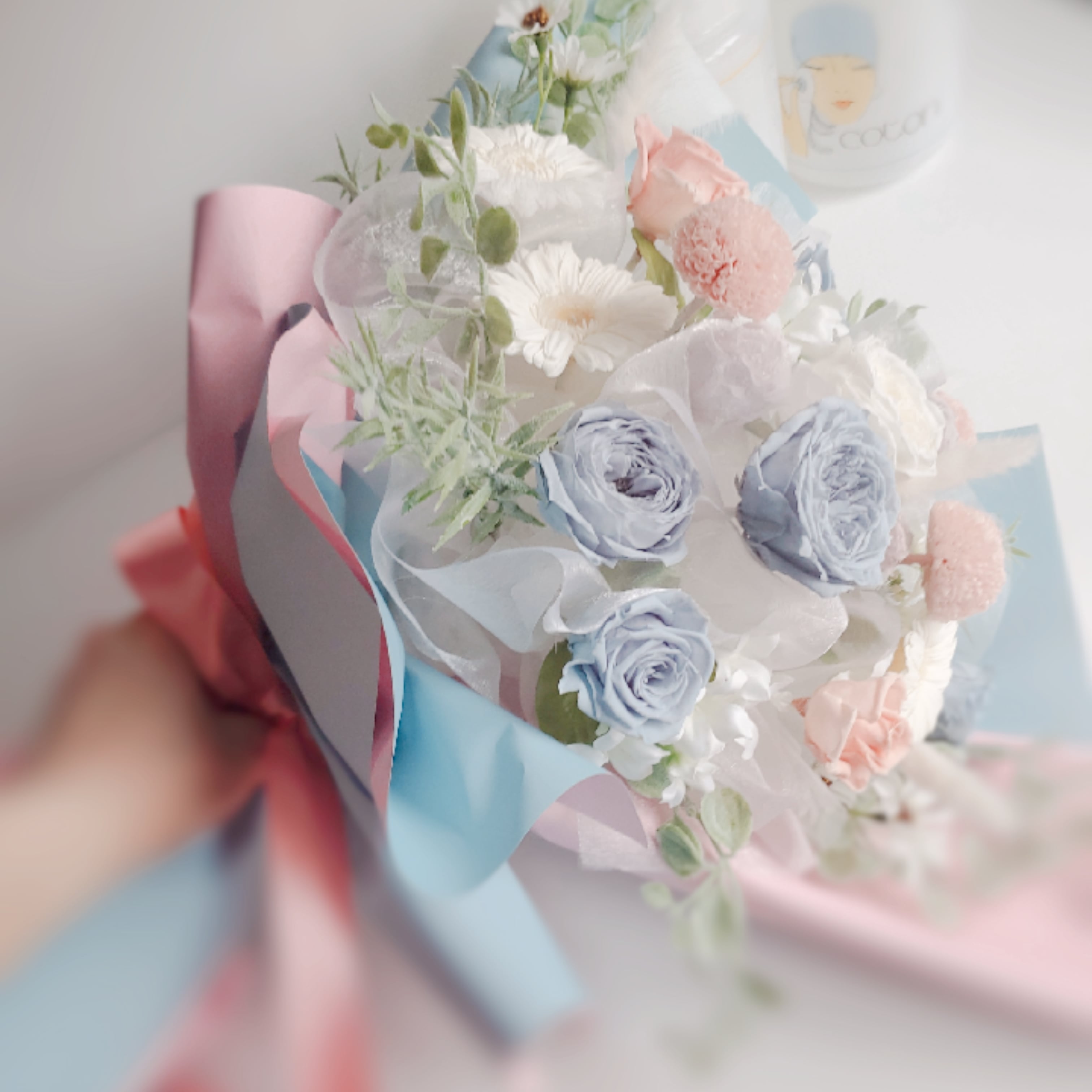 ピンクとブルーのブーケ | toflower