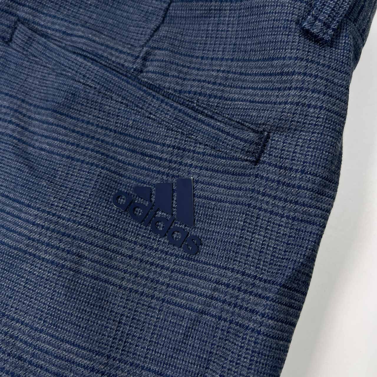 ADIDAS アディダス グレンチェック柄 ストレッチ スラックスパンツ サイズ L /ネイビーブルー系/メンズ/ゴルフ/スポーツ