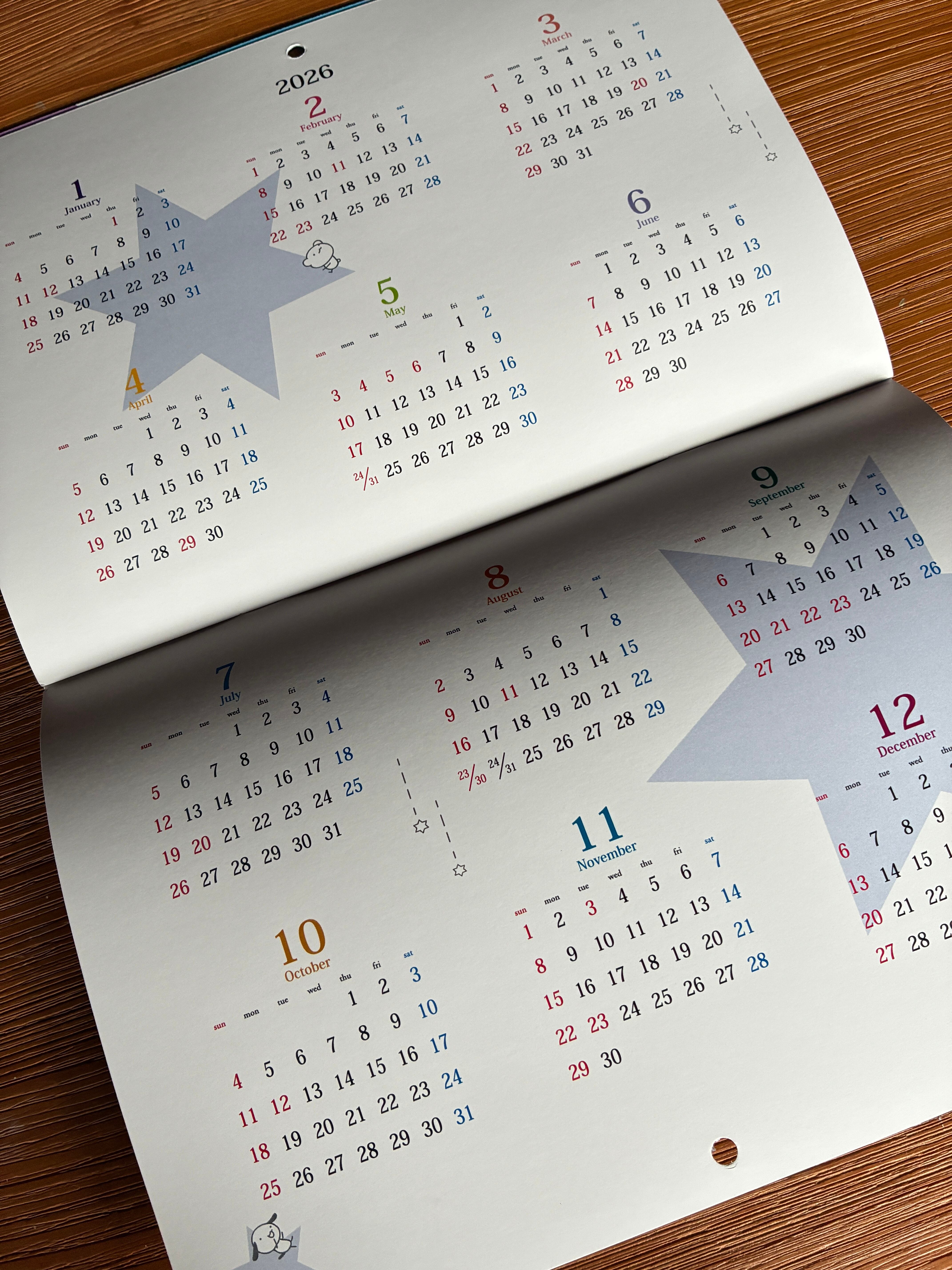 通常販売>2026てるてる天使 壁掛けカレンダーB4（飾った時の大きさ