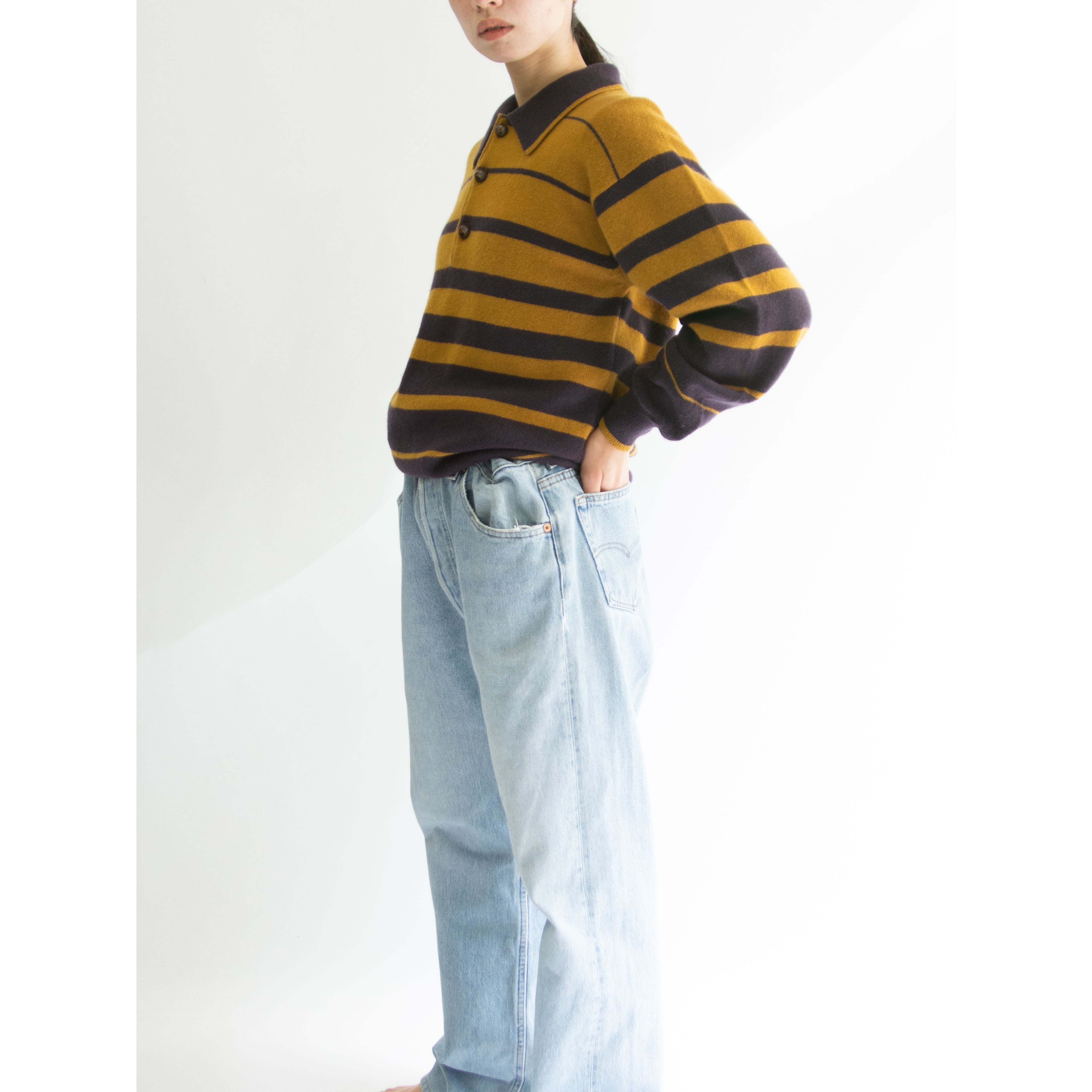 【BLADES】Made in Scotland 100% Lambswool Knit Polo Sweater（スコットランド製 ラムズウール ニットポロセーター）