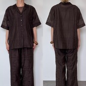 パッチワークリーフ柄刺繍SH/ダークブラウン