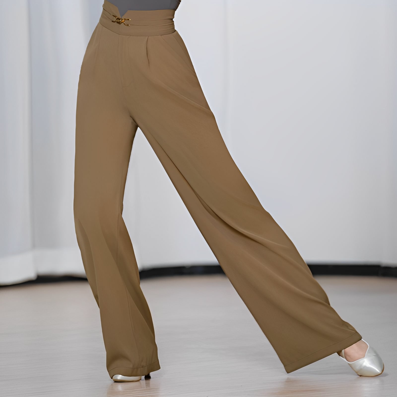 ハイウエスト ワイドレッグ ダンスパンツ 2col D00342