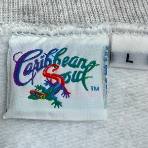 CARIBBEAN SOUL 90s USA製 スウェットシャツ トレーナー ロゴ プリント L グレー クルーネック ヴィンテージ  霜降りグレー SWEATSHIRTS US古着