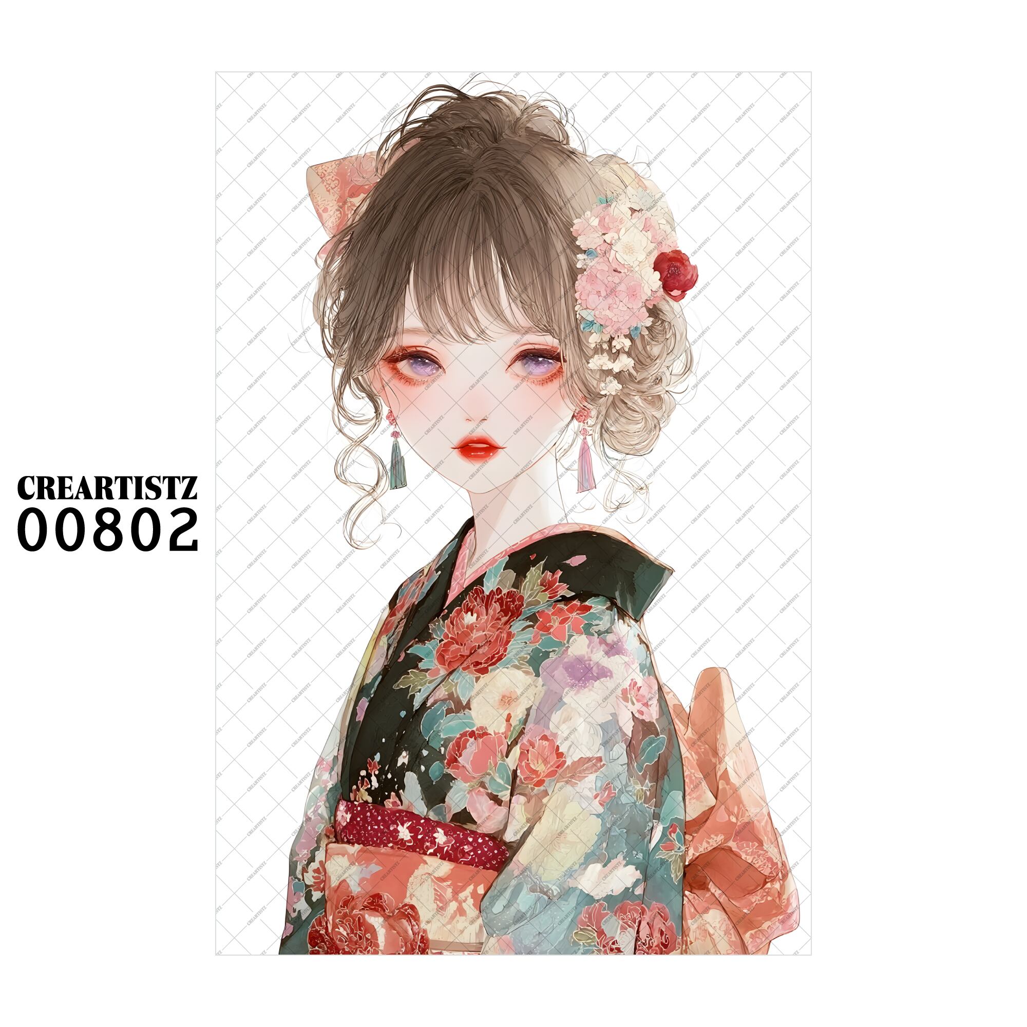 00802 ガール キュート オリジナル ペーパー/ステッカー 4枚セット CREARTISTZ