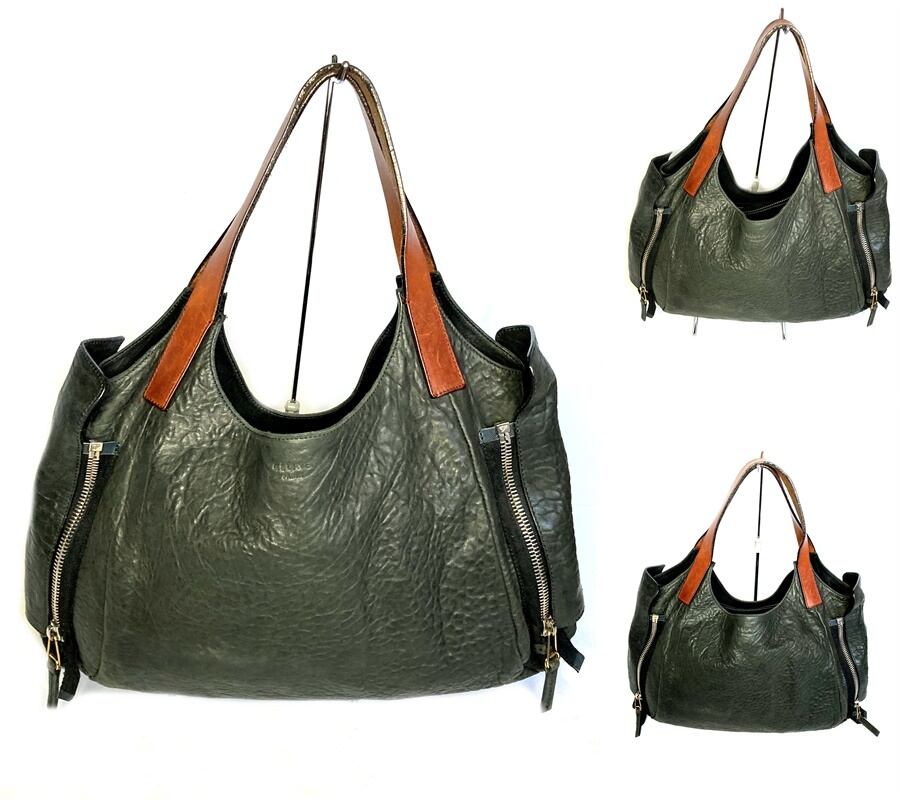 レア CELINE セリーヌ ラムレザー 3way ブラック ジップ トート