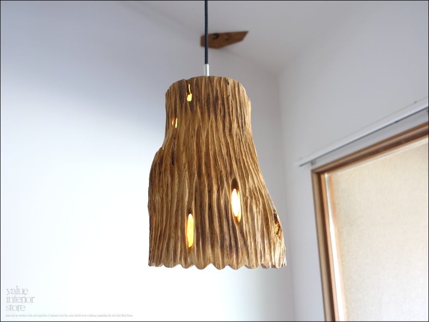 バリューインテリアストア　チーク無垢材 ペンダントライト　ランプシェード value interior store