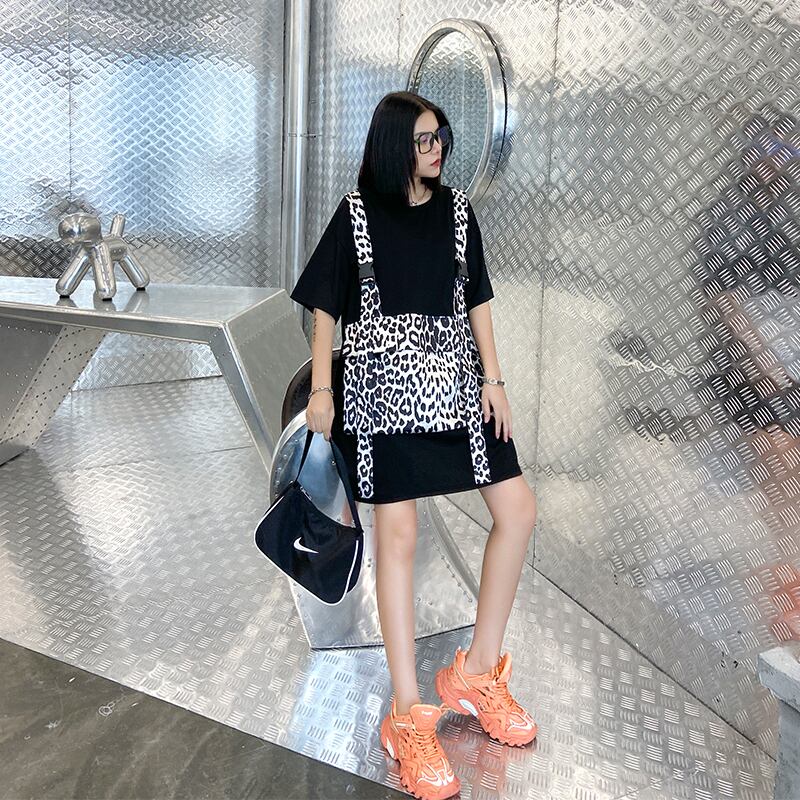 ドレス サマー薄手ツーピース Tシャツ スカート 夏物 ステッチ ラブタオタオダレンハウス1387256982