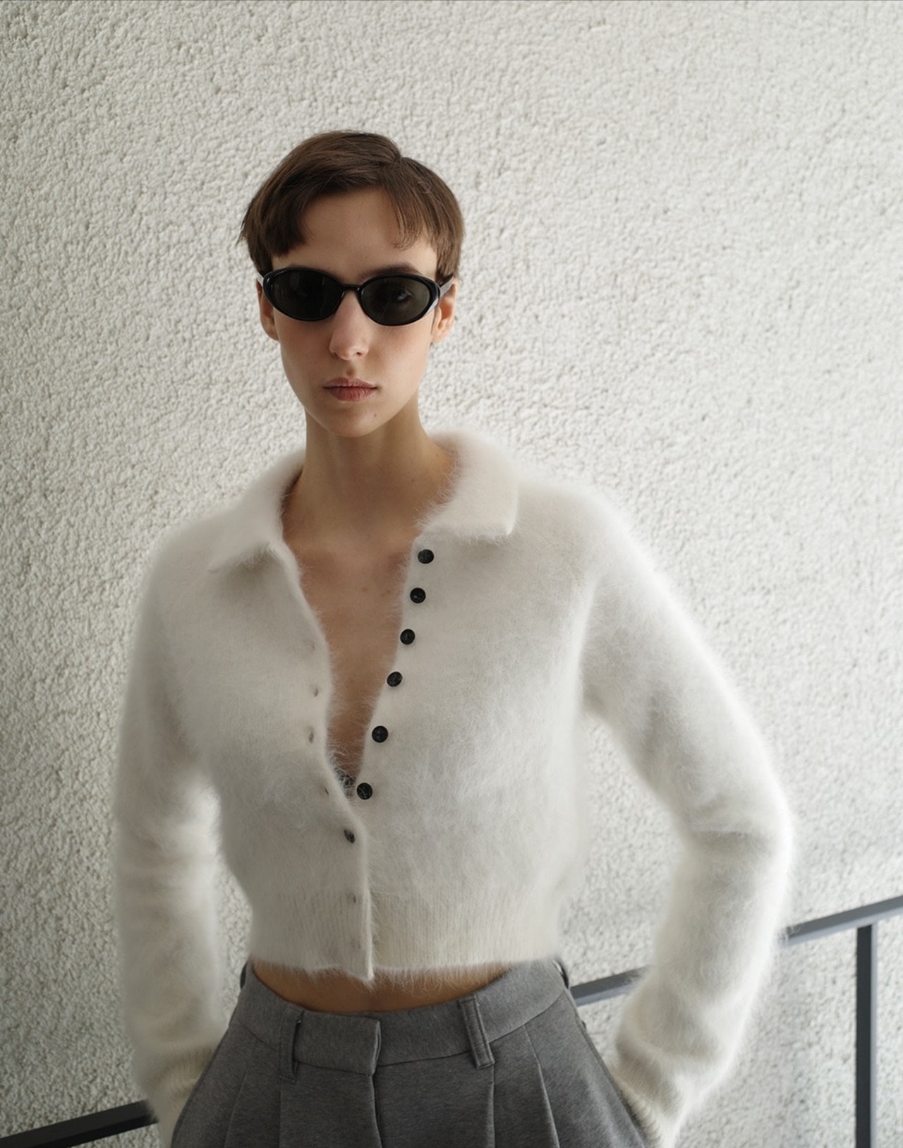 CLANE ANGORA SHORT KNIT CARDIGAN 2色展開