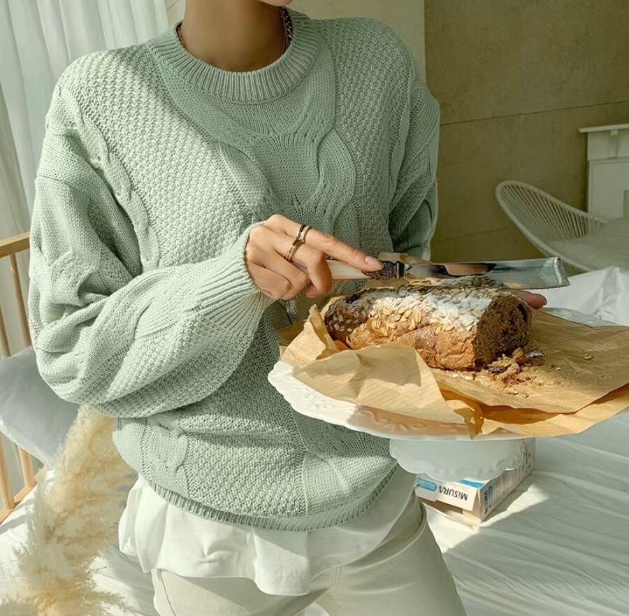 ペールカラーケーブルニット　AJ1079-1961