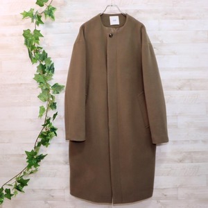 クラネオム ノーカラーロングコート M カーキ オーバーサイズ ほぼ未使用