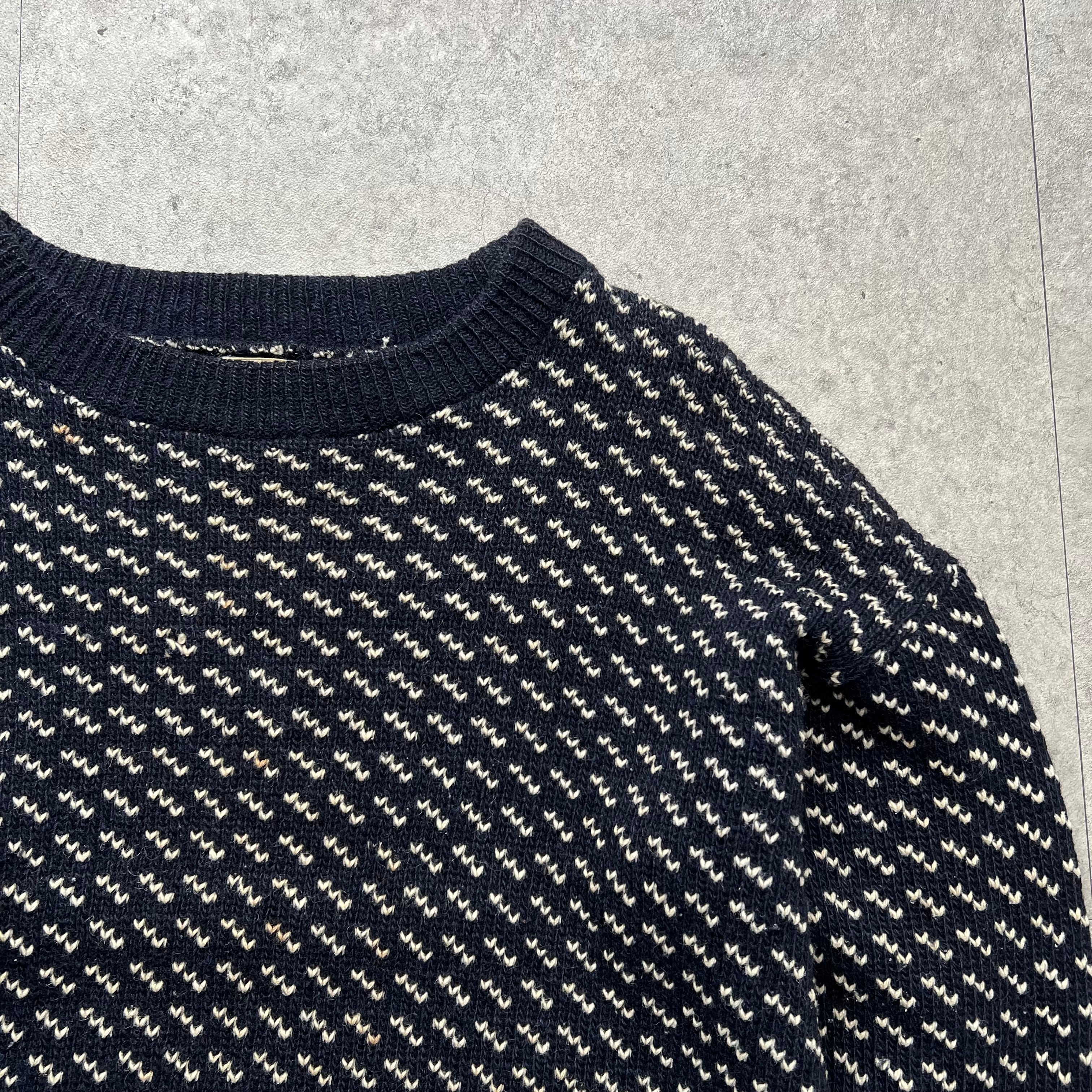 L SWEATER SIZE バーズアイニット 筆記体タグ 80年代 70年代 80