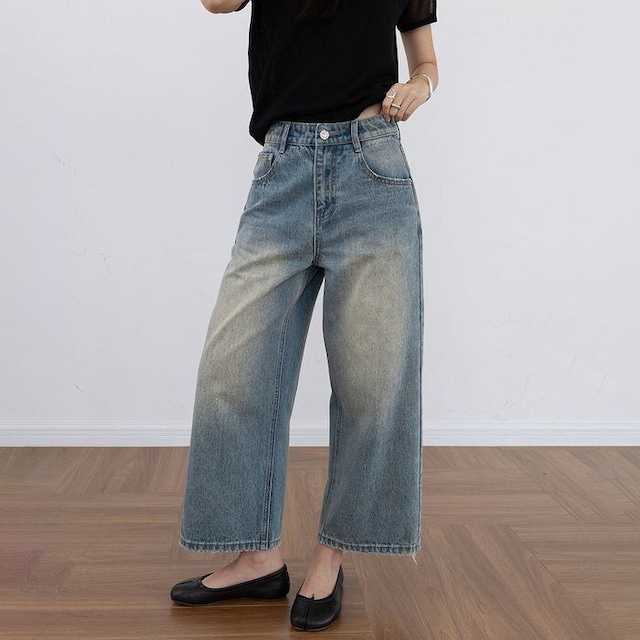cropped denim wide pants 14609