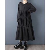 ギャザーフリル ロングワンピース 00308
