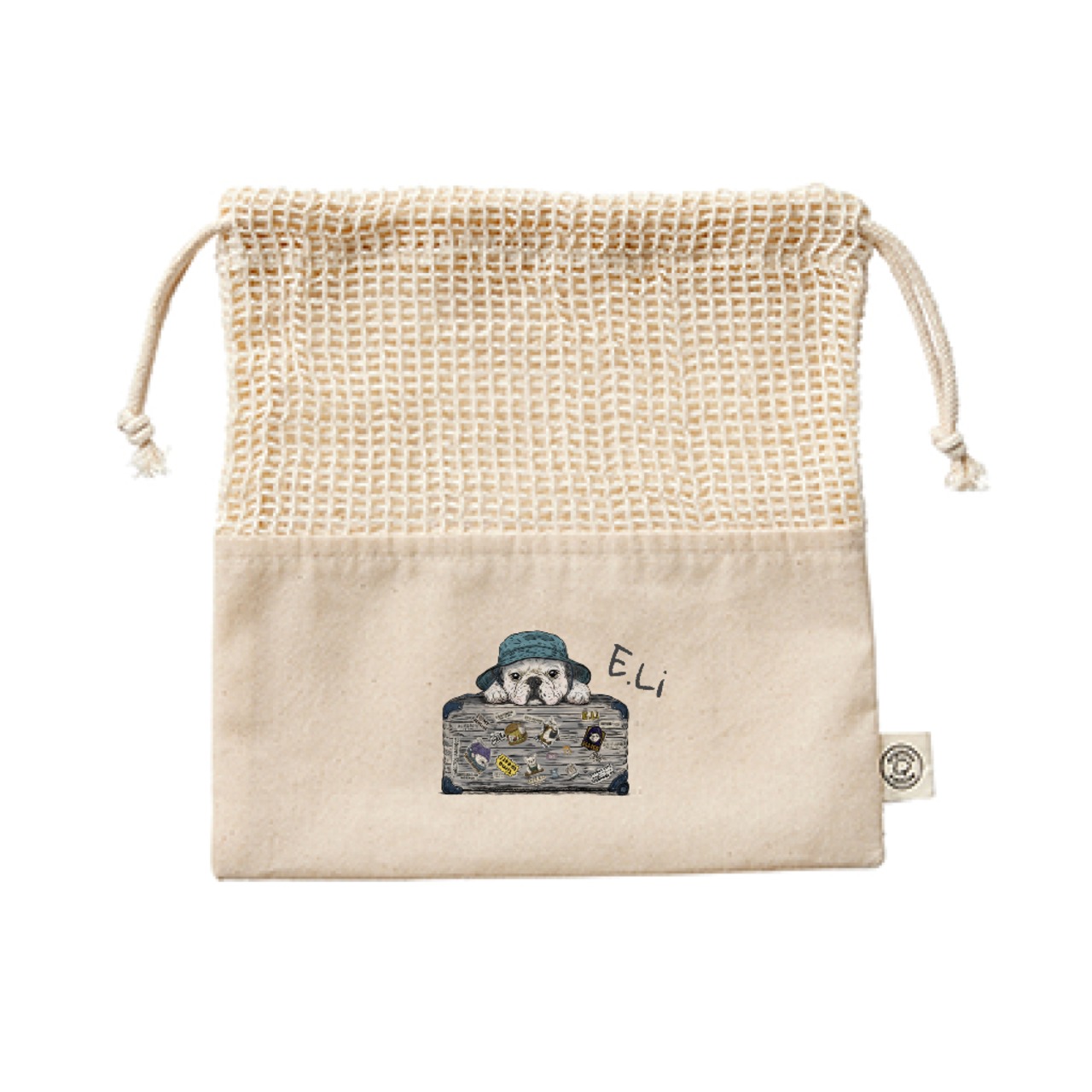 Somewhere Suitcase巾着/オーガニックコットン