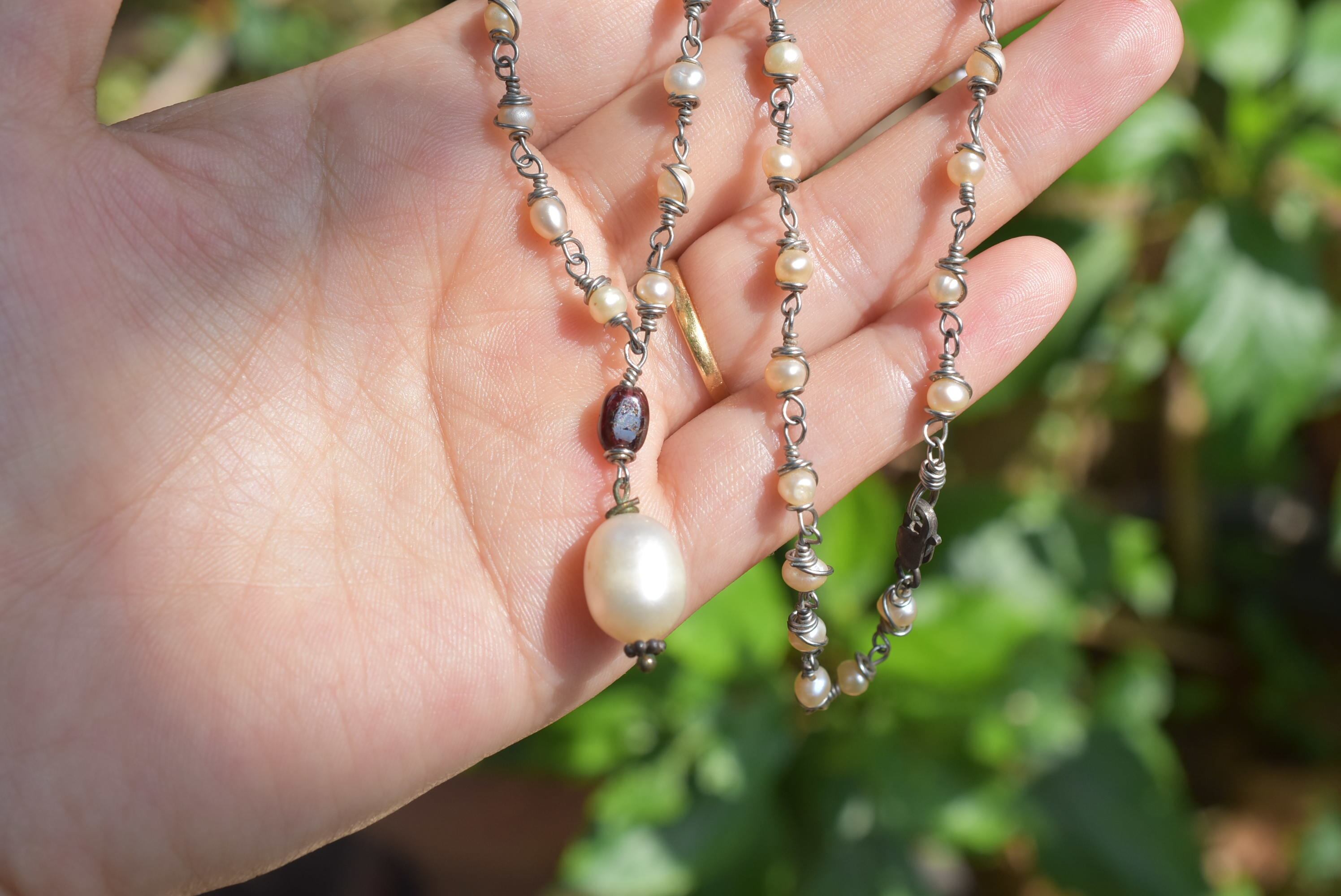 天然真珠★フレッシュウォーターパール★ワイヤーネックレスbn013