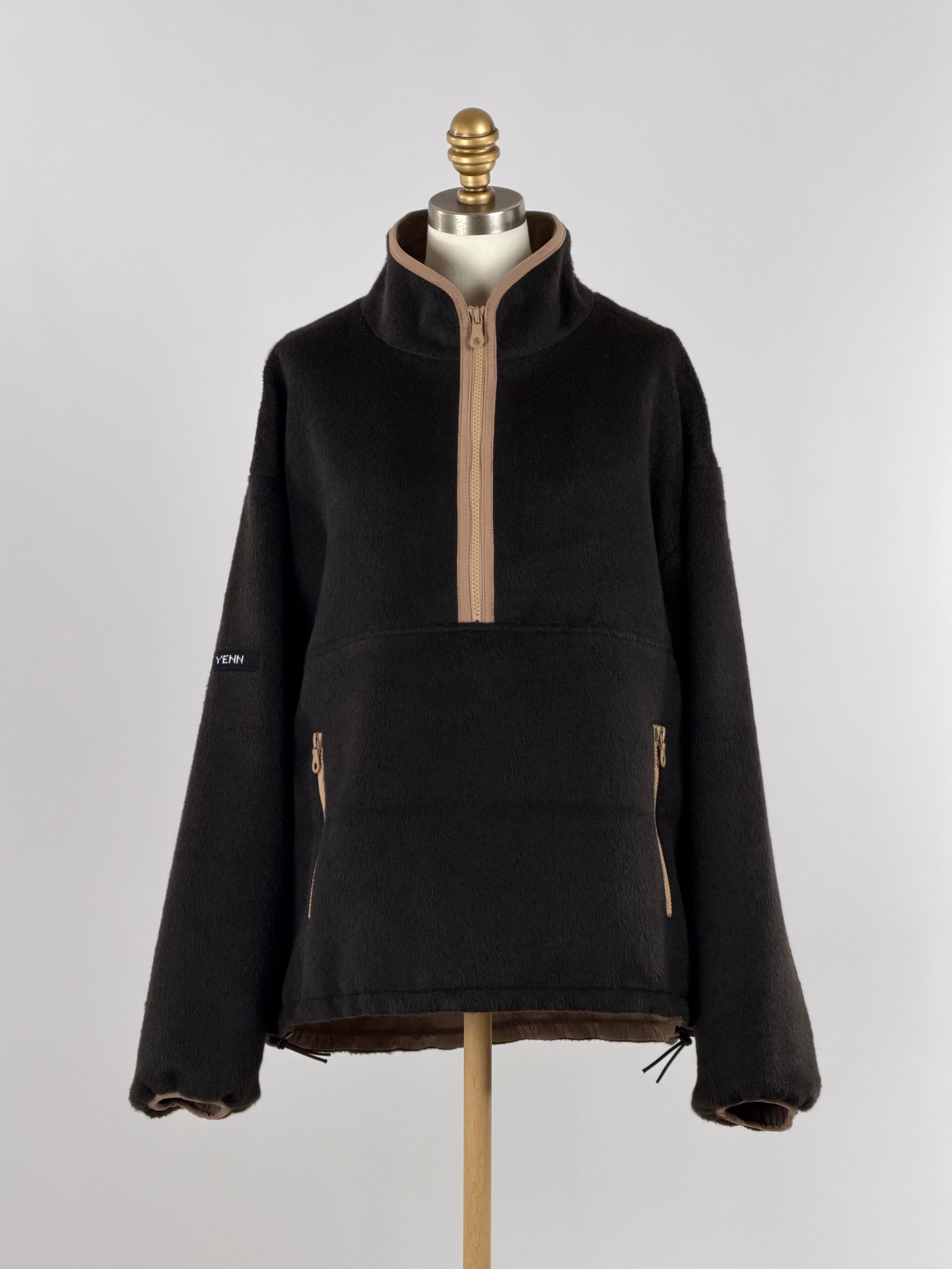 SHAGGY HALF ZIP JK|ダークブラウン|YENN