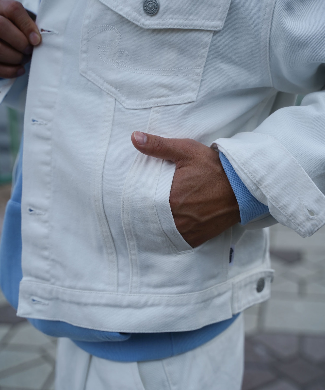 【#Re:room】 WHITE DENIM BIG JACKET［REJ121］