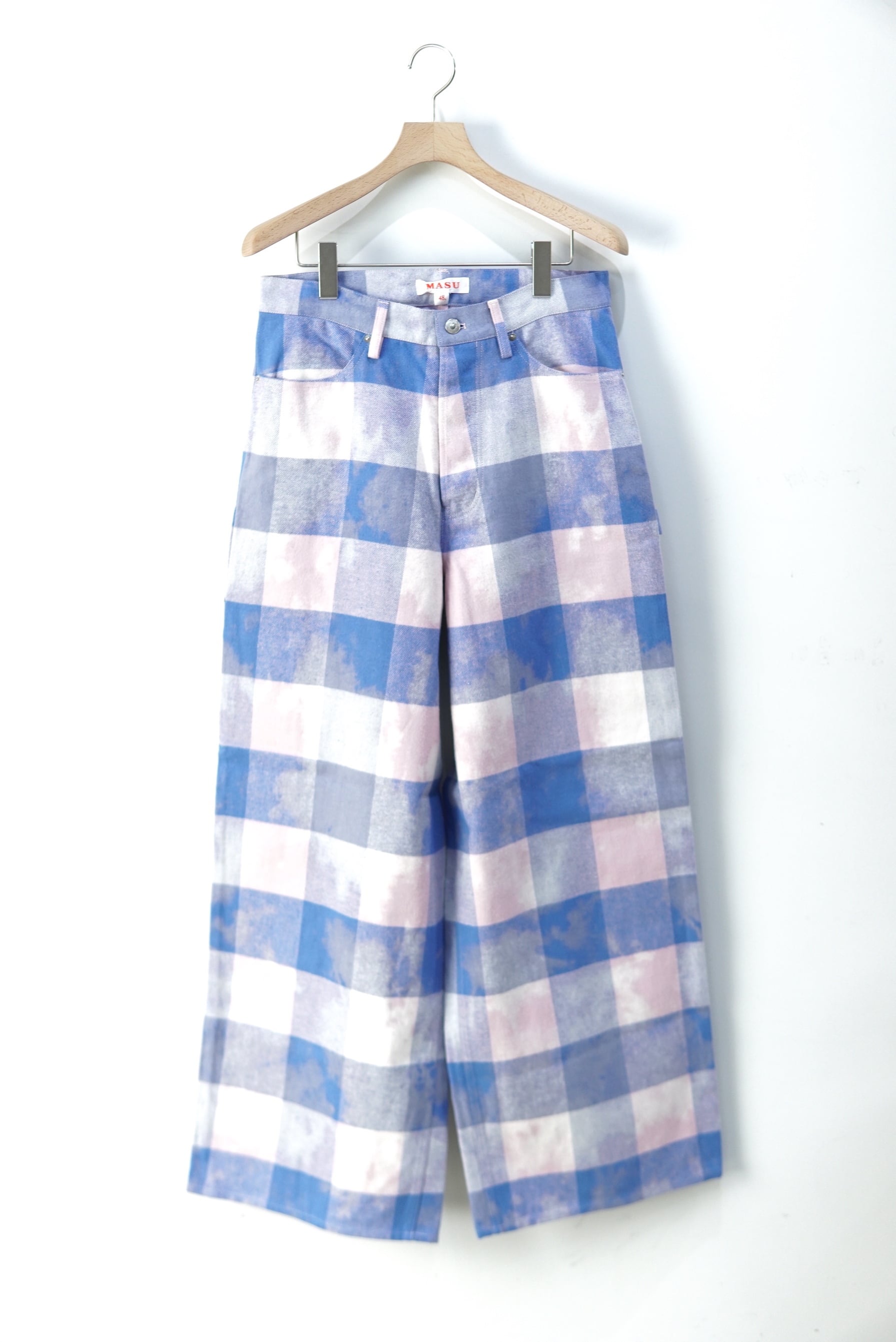 MASU / BLEACHED PLAID PAINTER PANTS / MPFW-PT1824 | POETRY