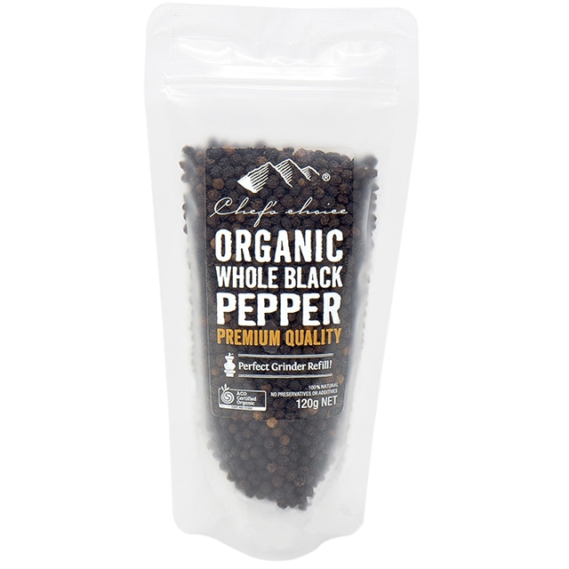 シェフズチョイス オーガニック ブラックペッパー 120g 詰め替えタイプ Organic Black Pepper