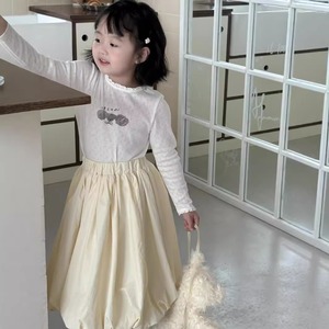 秋レース切り替え子犬柄Tシャツ