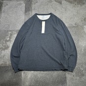 henry neck long sleeve tee charcoal gray