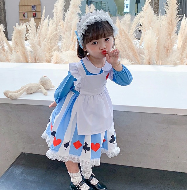 ロリータ 子供ドレス ヘッドドレス（髪飾り）付き コスプレ衣装 キッズ